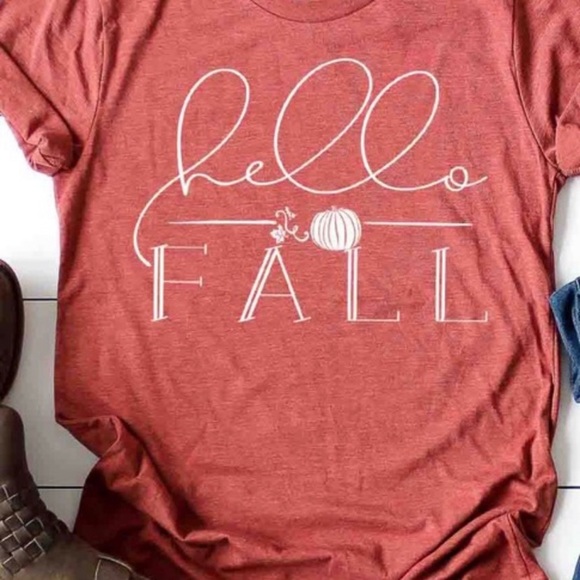 Heather Clay Hello Fall Graphic Tee T-Shirt - Picture 2 of 2